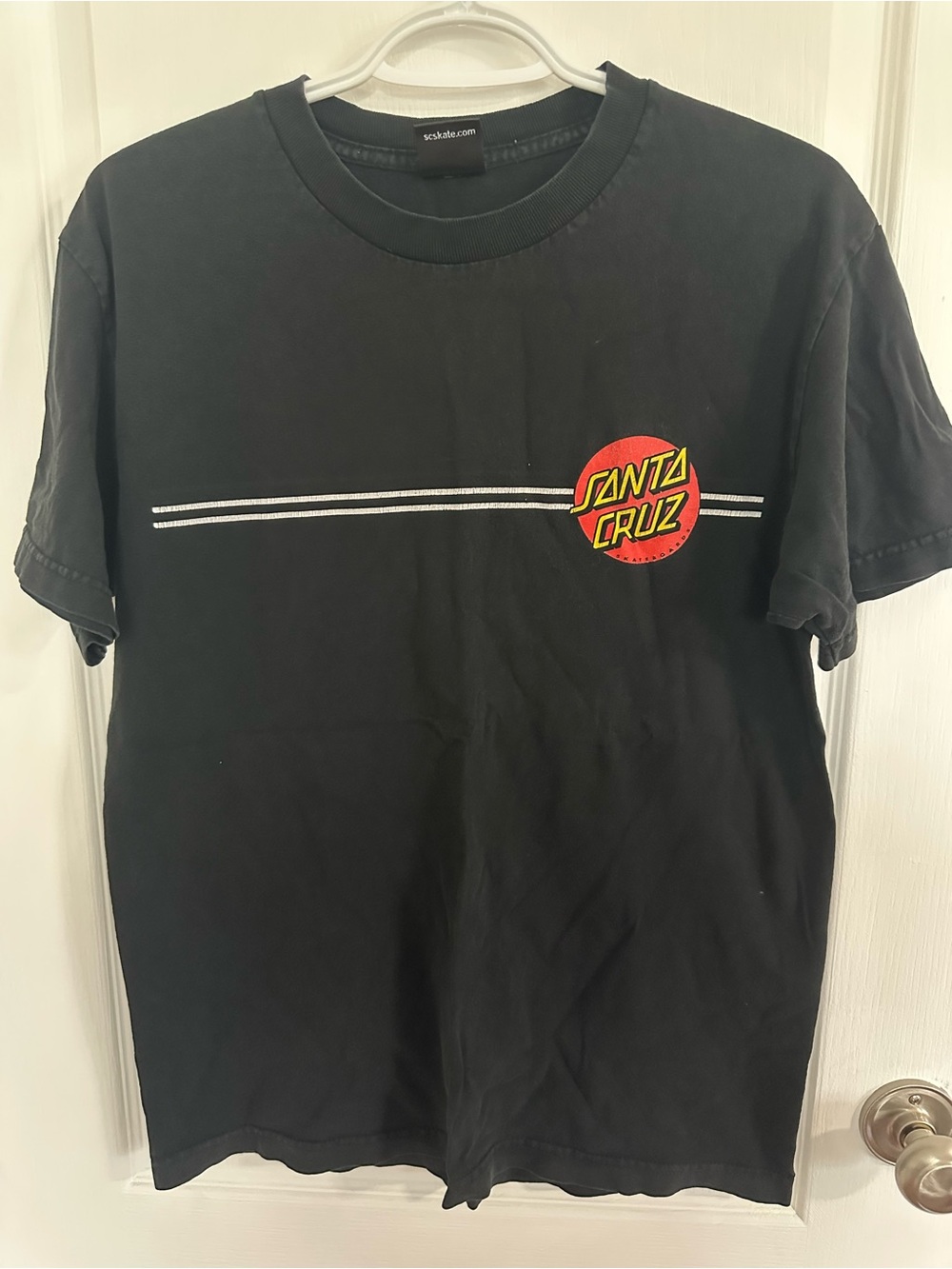 Santa Cruz Skateboards Black Tee with Red and Yellow Logo